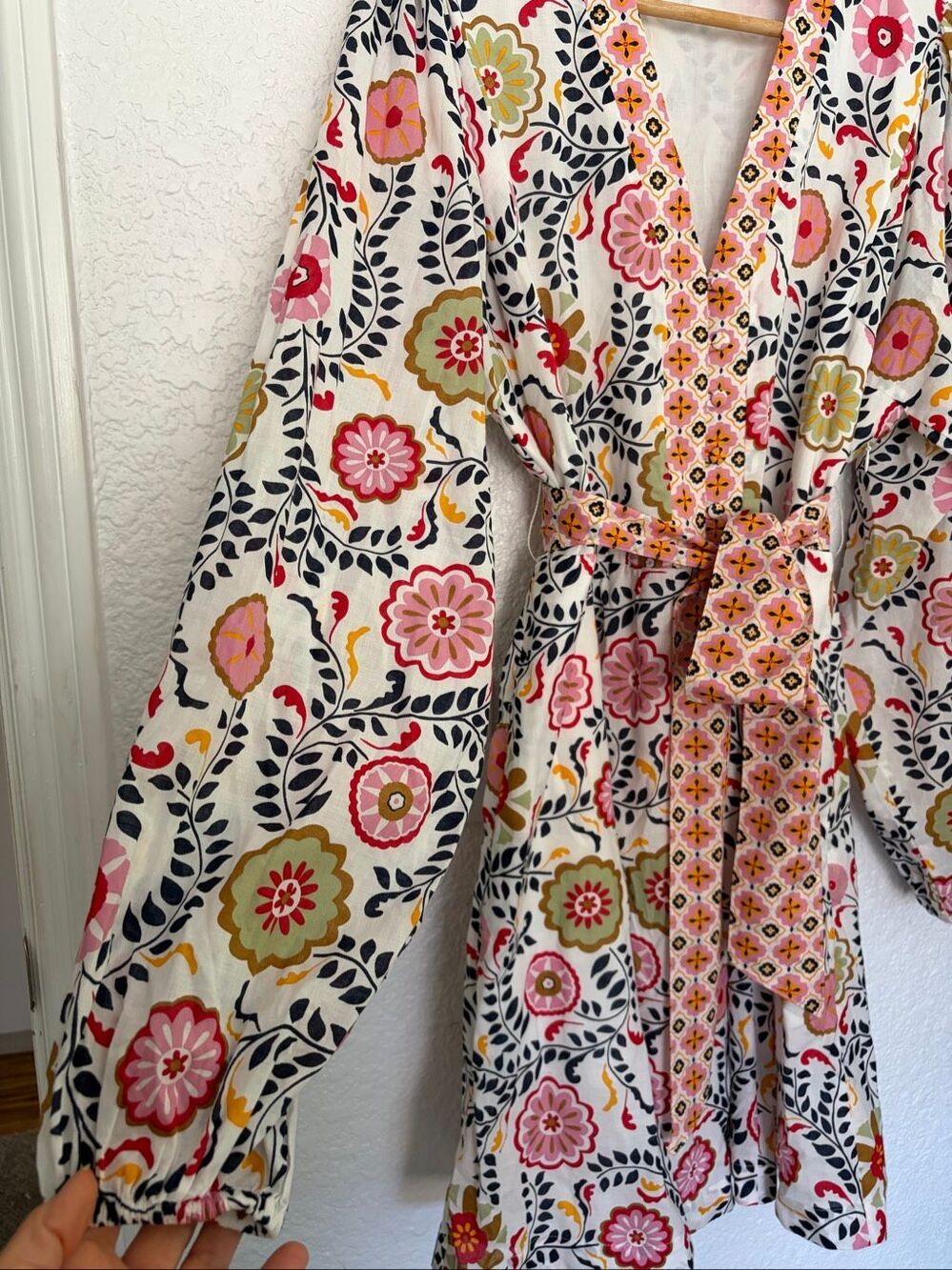 Boden Notch Neck Cotton Floral Dress Belted Fit & Flare D0098 Size 10R - Picture 6 of 13